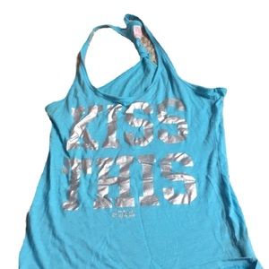 VINTAGE RARE PINK Victoria’s Secret KISS THIS TANK TOP RACERBACK SLEEP SHIRT